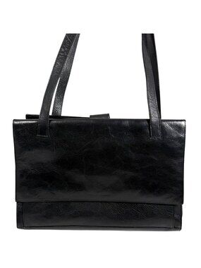 Vintage Pelle Studio Italian Leather Black Shoulder Bag Tote For iPads Travel